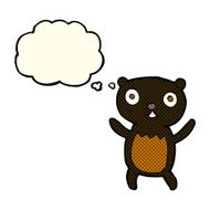 cartoon black bear cub with thought bubble N31