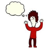 cartoon vampire giving up with thought bubble N6