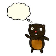 cartoon black bear cub with thought bubble N32