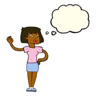 cartoon woman waving with thought bubble N188