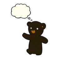 cartoon black bear cub with thought bubble N33