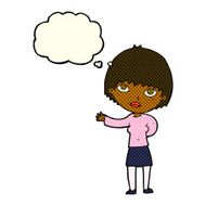 cartoon woman explaining with thought bubble N29