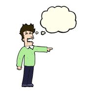 cartoon man accusing with thought bubble N12