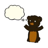 cartoon black bear cub with thought bubble N34