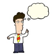 cartoon bored man asking question with thought bubble N6