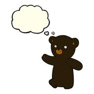 cartoon black bear cub with thought bubble N35