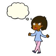 cartoon woman with open arms thought bubble N56