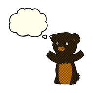 cartoon black bear cub with thought bubble N36