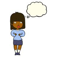 cartoon shocked woman with thought bubble N51