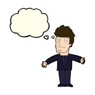 cartoon confused man with thought bubble N21