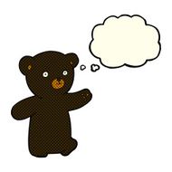 cartoon black bear cub with thought bubble N37