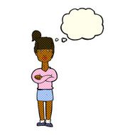 Cartoon Annoyed Woman With Thought Bubble N99