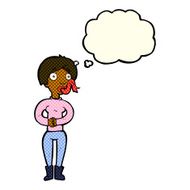 cartoon woman with snake tongue thought bubble N8