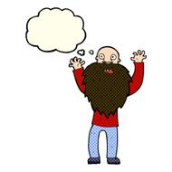 cartoon frightened old man with beard thought bubble N6