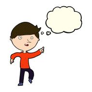 cartoon happy pointing with thought bubble N6