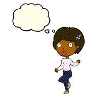 cartoon surprised woman with thought bubble N132