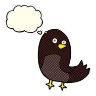 cartoon bird with thought bubble N152