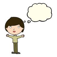 cartoon happy boy with thought bubble N122