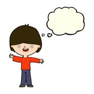 cartoon happy boy with thought bubble N123