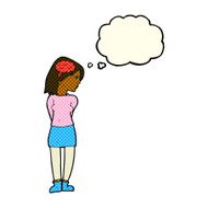 cartoon brainy woman with thought bubble N6