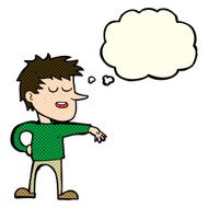 cartoon man making dismissive gesture with thought bubble N11