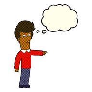 cartoon man pointing with thought bubble N97