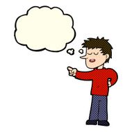 cartoon man pointing with thought bubble N98