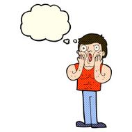 cartoon shocked gym man with thought bubble N12