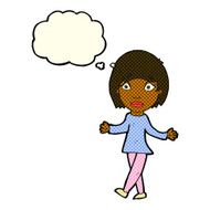 cartoon surprised woman with thought bubble N133