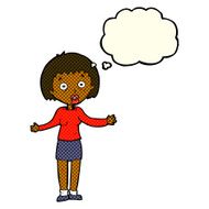 cartoon woman making excuses with thought bubble N12