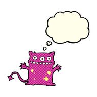 cartoon little monster with thought bubble N18