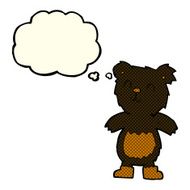 cartoon teddy black bear with thought bubble N5