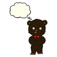 cartoon teddy black bear with thought bubble N6