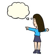 cartoon woman pointing with thought bubble N115