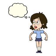 cartoon surprised woman with thought bubble N134