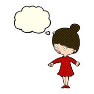 cartoon surprised woman with thought bubble N135