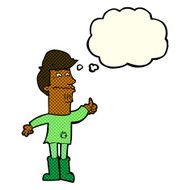 cartoon nervous man with thought bubble N75