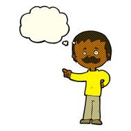 cartoon man with mustache pointing thought bubble N17