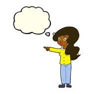 cartoon pretty woman pointing with thought bubble N24