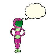 cartoon female astronaut with thought bubble N16