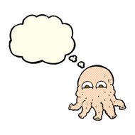 cartoon alien squid face with thought bubble N16