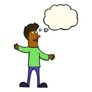 cartoon surprised man with thought bubble N75