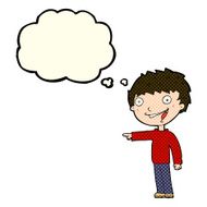 cartoon happy boy laughing with thought bubble N15