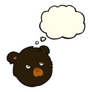 cartoon black bear face with thought bubble N17