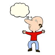 cartoon worried middle aged man with thought bubble N6