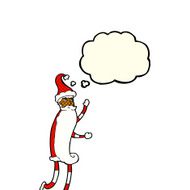 cartoon skinny santa with thought bubble N6