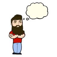 cartoon serious man with beard thought bubble N12