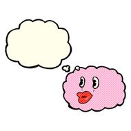 cartoon cloud symbol with thought bubble N6