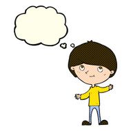 cartoon happy boy with thought bubble N124