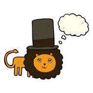 cartoon lion in top hat with thought bubble N5